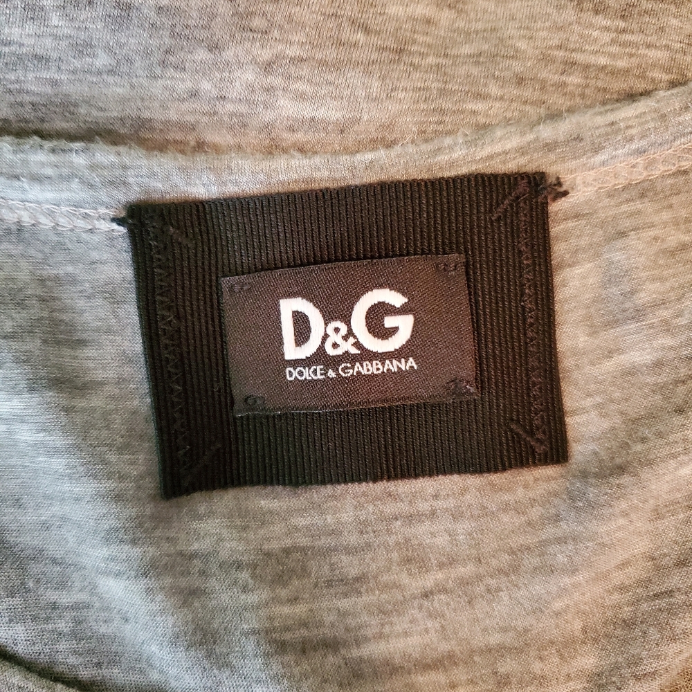 Dolce & Gabbana Silk Hanky Hem Tank Top – Gray Burnout Back – Size M (Estimated) - Picture 7 of 8